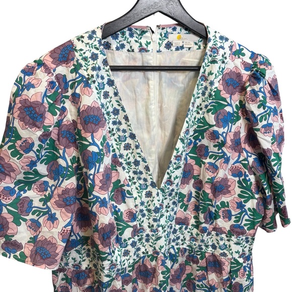 Boden Boho Vneck Floral Blue Purple Terrance Bud Dress Size 20/22 L - Picture 7 of 14